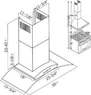 CAVALIERE 30" Wall Mounted Stainless Steel / Glass Kitchen Range Hood 860 CFM AP238-PSD-30 N3