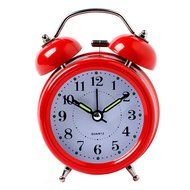 Surborder Shop Red 3 inch Twin Bell Analog Alarm Clock Battery Operated - Loud Alarm Clock N2