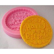 Sher Happy Birthday Flower Fondant Cake Chocolate Silicone Mold Cake Decoration Tools,L7.1cmW7.1cmH1.1cm
