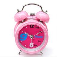 Surborder Shop Creative Twin Bell Analog Alarm Clock Battery Operated - Loud Alarm Clock Creative Pink