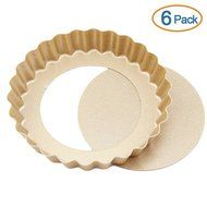 LOHOME&reg; Quiche Pan, Set of 6 PCS Bakeware Nonstick Tart/Quiche Pans Cupcakes Torte Souffle Cheesecake Egg Tart... N4