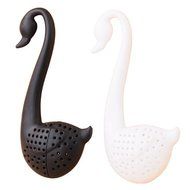 Cute Creative Swan Shape Colander Tea Strainer Teaspoon Infuser Filter - Black + White (Pair)