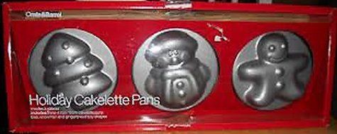 Crate &amp; Barrel Holiday Cakelette Pans - Snowman, Christmas Tree, Gingerbread Boy