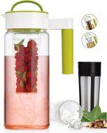 3 in 1 Clear Glass Red Infusion Pitcher Drink Maker 1.65-L, Fruit Infuser, Tea Brewing Filter &amp; Ice Chiller Included...