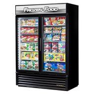 True GDM-49F-LD Series Glass Swing Door Two Section Reach-In Merchandiser Freezer