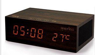 IRISTIME Wireless Bluetooth Stereo Speaker Clock System with Alarm Functions LED Display, 2 USB Dock Charging...