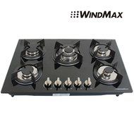 30" Brand New Fashion Black Tempered Glass Built-in Kitchen 5 Burner Gas CookTop
