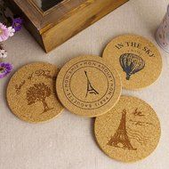 4pcs Cork Wood Drink Coaster Tea Coffee Cup Mat Japan Style Flexible Table Heat Resistant Round Drinks Mats