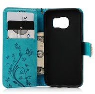 S7 Case,Samsung Galaxy S7 Case - Mavis's Diary 3D Handmade Wallet Bling Crystal Diamonds Butterfly Embossed Flowers... N49