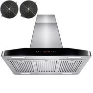 AKDY&reg; 30" Stainless Steel 4 LED Light Bars Touch Control Panel Island Mount Kitchen Vents Ductless Range Hood
