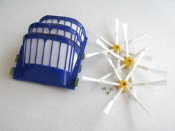 SHP-ZONE 3 x Aero Vac Filter &amp; 3 x Side Brush 6-Armed with 3 Screws for iRobot Roomba 500 600 Series 536 550 551...