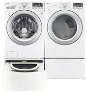 LG TwinWash White Front Load Laundry Pair with WM3170CW 27" Washer, DLE3170W 27" Electric Dryer, WD100CW 27" SideKick...