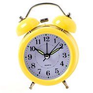 Surborder Shop Yellow 3 inch Twin Bell Analog Alarm Clock Battery Operated - Loud Alarm Clock