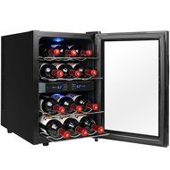 AKDY 12 Bottles Dual Zone Black Finish Reversible Doors Push Button Electric Wine Cooler Cellar N7