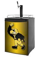 Kegerator Skin - Iowa Hawkeyes Herky on Black and Gold (fits medium sized dorm fridge and kegerators)