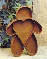 Set of 2 Primitive Ruty Tin Metal Gingerbread Man Pans N3