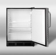 Summit FF7BDPL: Commercially approved freestanding all-refrigerator with auto defrost, black cabinet, and diamond...