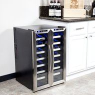 Whynter WC-321DD 32 Bottle Dual Temperature Zone Wine Cooler, Stainless Steel Trimmed Glass Door with Black Cabinet N2