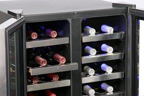Whynter WC-321DD 32 Bottle Dual Temperature Zone Wine Cooler, Stainless Steel Trimmed Glass Door with Black Cabinet N3