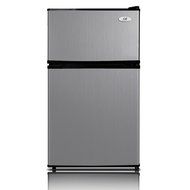 3.5 Cubic Foot, Energy Star, Adjustable Thermostat Double Door Refrigerator, Black/Stainless Steel N2