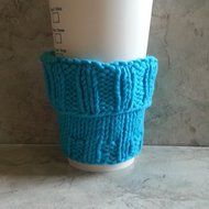 Cotton Knit Coffee Cup Sleeve Mod Blue N3