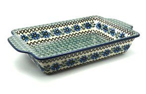 Polish Pottery Baker - Rectangular Brownie Pan - Blue Chicory