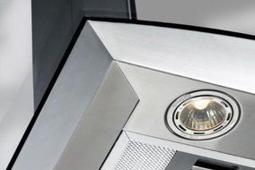 36" Glass Island Mount Range Hood with 870cfm Dishwasher Safe 6" Round Duct Vent Six Layer Grease Filters Electronic... N4