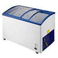 251L Curved Glass Door Display Showcase Ice Cream Merchandise Freezing Cabinet Chest Deep Freezer Supermarket... N4