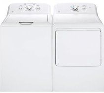 GE White Laundry Pair with GTW330ASKWW 27" Top Load Washer and GTX33GASKWW 27" Front Load Gas Dryer N2