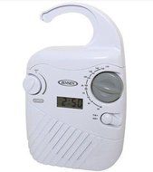 AM FM Splash Resistant Shower Radio White Digital Clock