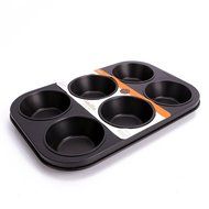 uxcell Casa-J Bakeware Muffin Pans 6 Cup Nonstick Stainless Steel Black N4