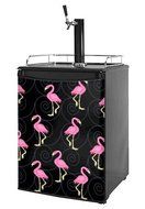 Kegerator Skin - Flamingos on Black (fits medium sized dorm fridge and kegerators)
