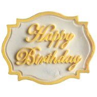 Karen Baking Happy Birthday Cake Card Shape 3D Silicone Fondant Cake Mould Pink N3