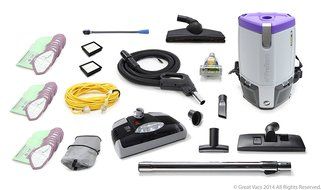 Loaded ProTeam Super Coach Pro 6 QT Commercial Backpack Vacuum Cleaner With Power head N2