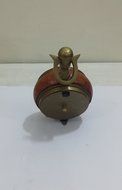 NAUTICAL MARITIME ~ BRASS CLOCK WITH RED LEATHER DESKTOP ~ SMALL TABLE CLOCK ~ WORKING CLOCK N2