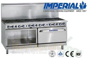Imperial Commercial Restaurant Range 72" With 12 Step Up Burner Oven/Cabinet Propane Ir-12-Su-Xb