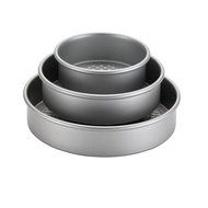 3-Piece Folded Aluminized Steel Round Cake Pan Set, Silver