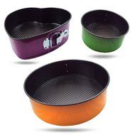 Springform Pans Set of 3 | Two Round &amp; One Heart-Shaped Cheesecake Pans | Leak Resistant &amp; Top Rack Dishwasher... N4