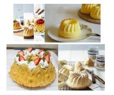 4 inch Savarin (Rum Baba) Cake Mould Champagne Gold Non-stick Convex Cylindrical Mold Pan (1, Bundt Pan) N5