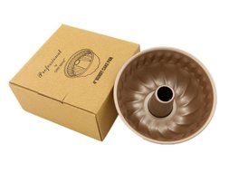 4 inch Savarin (Rum Baba) Cake Mould Champagne Gold Non-stick Convex Cylindrical Mold Pan (1, Bundt Pan) N6