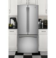 GE GNE21FSKSS 30" French Door Refrigerator with 20.8 cu. ft. Total Capacity, 2 Glass Shelves, 6 cu. ft. Freezer... N6