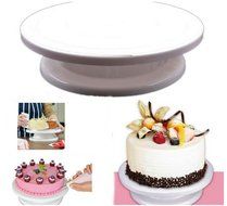 Yingwei Cake Turntable Revolving Cake Decorating Stand Cake Stand,Elegant White
