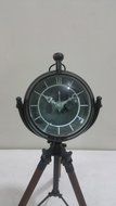 NAUTICAL MARITIME ~ BLACK FINISH CLOCK WITH TRIPOD DESKTOP ~ TABLE CLOCK DECOR N2