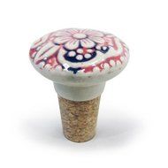 Vinotemp VNTEP-CRSTOP04 Epicureanist Floral Ceramic Bottle Stopper, Red/White