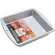 Premium Wilton 8 Inch Square Gauge Steel Baking Cake Pan and a Jamie Soft Grip Potato Masher Combo