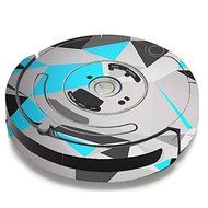 Skin Decal Vinyl Wrap For IRobot Roomba 650 655 Vacuum / Baby Blue Grey Glass Design