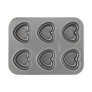 Cake Boss Novelty Nonstick Bakeware 6-Cup Round Cakelette Pan, Gray N5
