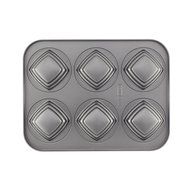 Cake Boss Novelty Nonstick Bakeware 6-Cup Round Cakelette Pan, Gray N6