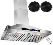 GOLDEN VANTAGE 36" Wall Mount Stainless Steel Ductless/Ventless Range Hood With Gas Sensor &amp; Remote GVW36-B02CF N2