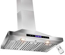 GOLDEN VANTAGE 36" Wall Mount Stainless Steel Ductless/Ventless Range Hood With Gas Sensor &amp; Remote GVW36-B02CF N3